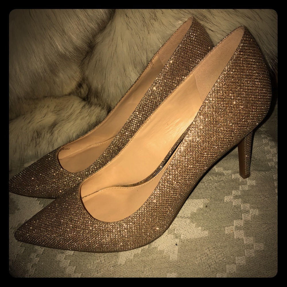 Sparkly gold high heels